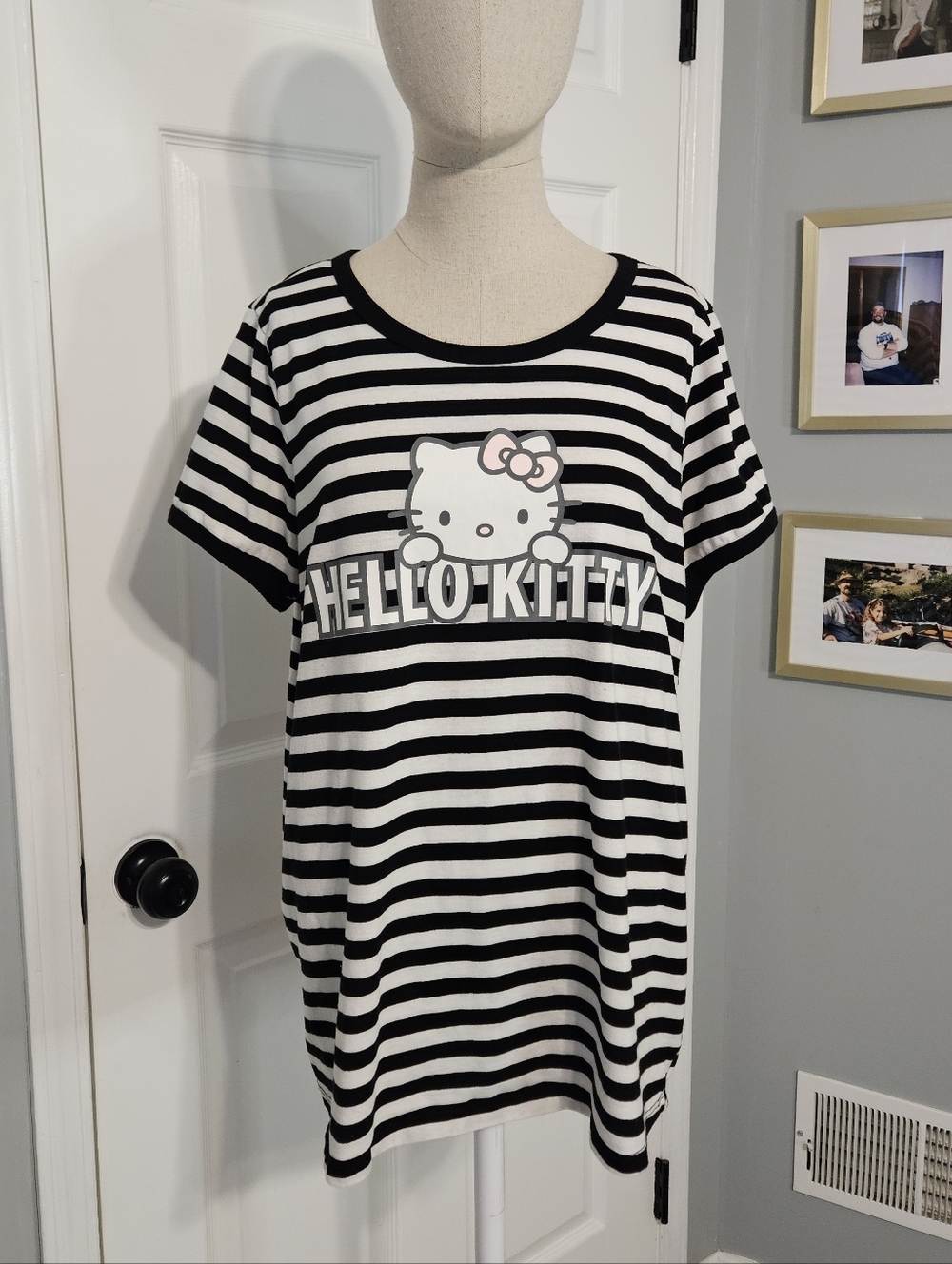 Hello Kitty Black & White Striped Tee